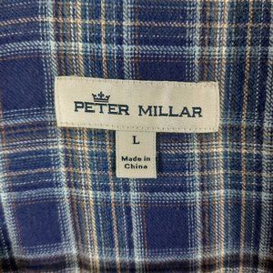 Peter Millar Button Shirt Blue Plaid Large